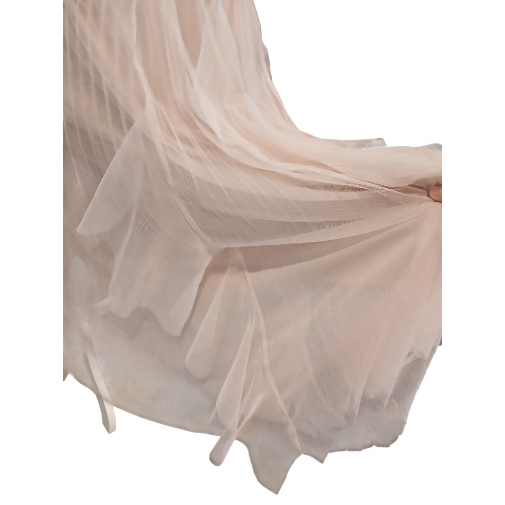 Blush Pink Tulle Tiered Ruffle Midi Skirt Balletcore Fairycore Pastel Ethereal - Picture 4 of 9